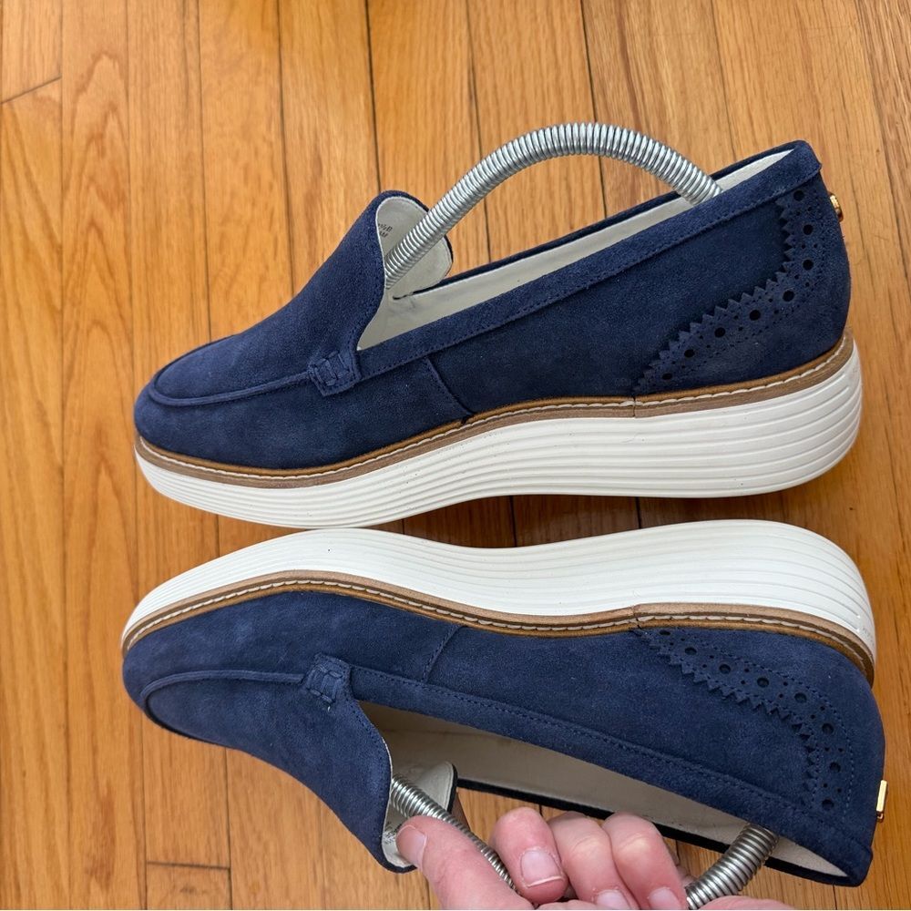 Cole Haan Dark Blue Loafers with ivory Sole size 10.5 - Picture 7 of 10